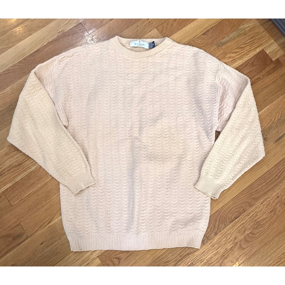 Vintage Bill Blass Menswear‎ Cream Knit Sweater Medium 90s Grandpa Core